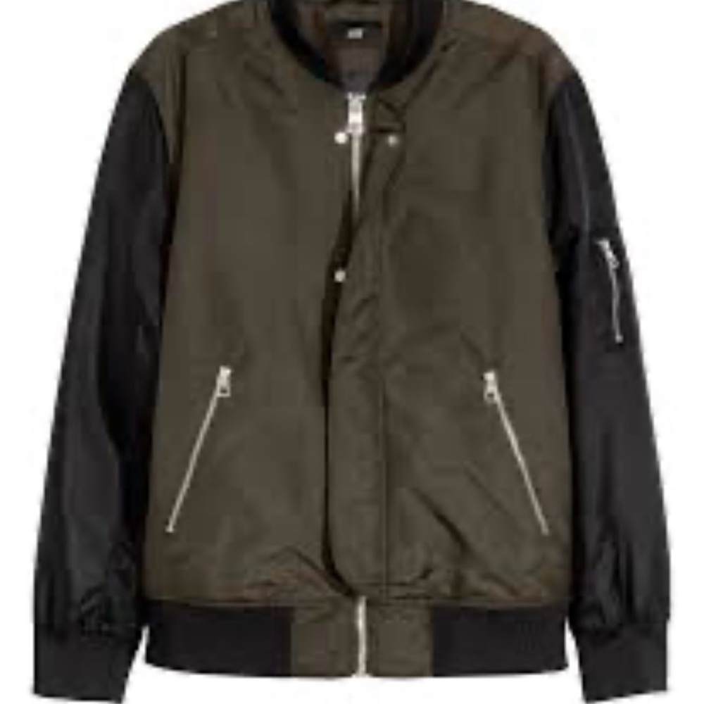 H&M Khaki and Black Bomber Jacket